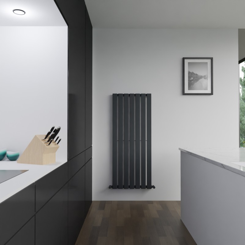 516mm x 1250mm Corwen Black Vertical Radiator