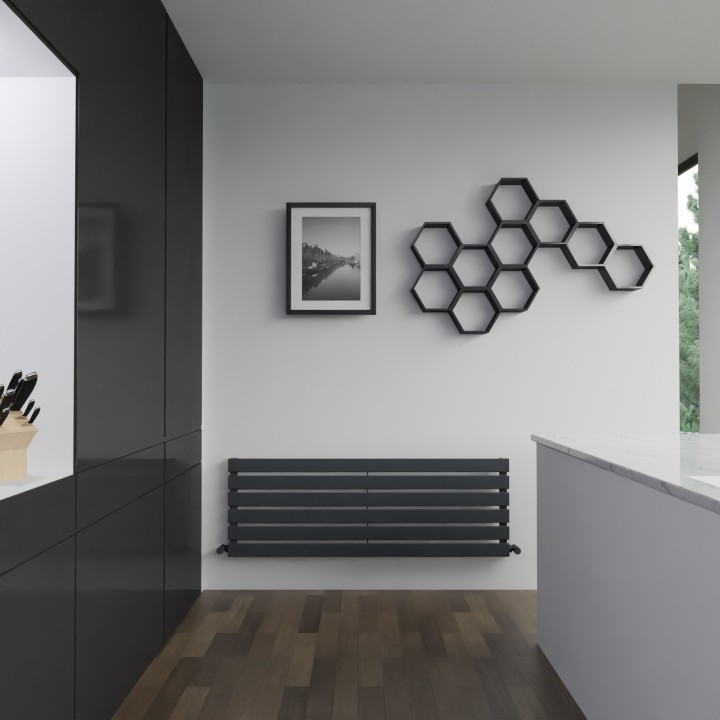 1250mm (w) x 440mm (h) Corwen Black Horizontal Radiator