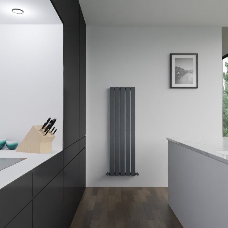 360mm (w) x 1250mm (h) "Corwen" Anthracite Flat Panel Vertical Radiator (5 Sections)