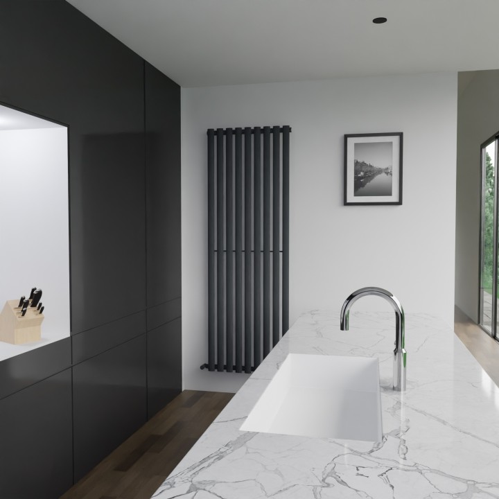 630mm (w) x 1800mm (h) Brecon Black Vertical Radiator