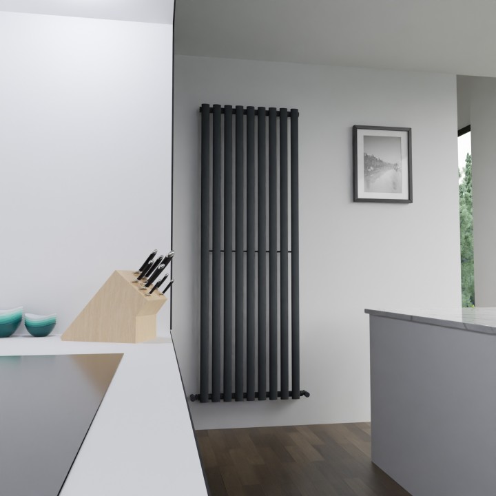 630mm (w) x 1800mm (h) Brecon Black Vertical Radiator