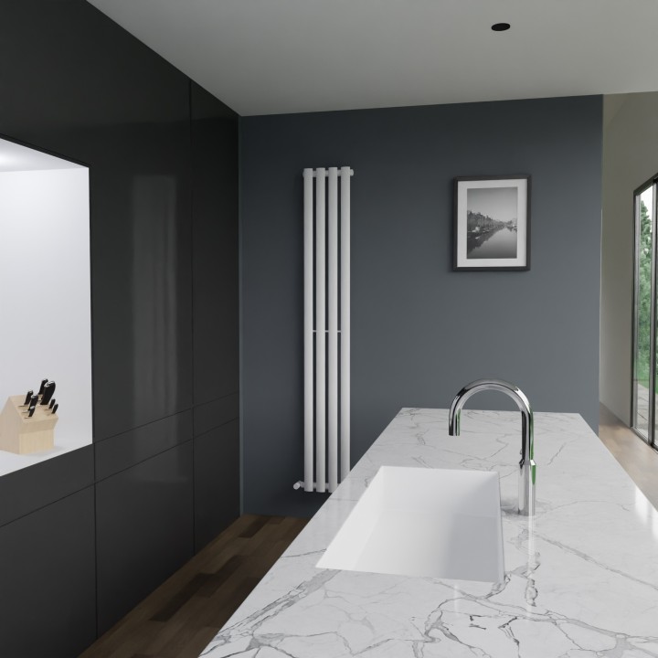 280mm (w) x 1800mm (h) Brecon White Oval Tube Vertical Radiato