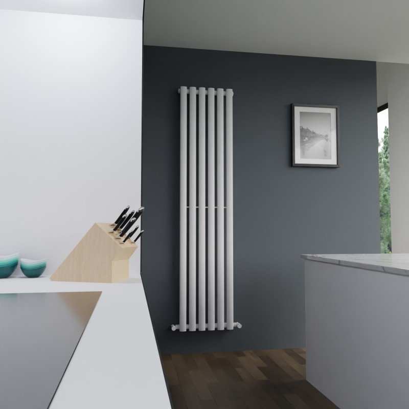 420mm (w) x 1800mm (h) Brecon White Oval Tube Vertical Radiator