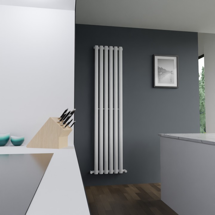 420mm (w) x 1800mm (h) Brecon White Oval Tube Vertical Radiator