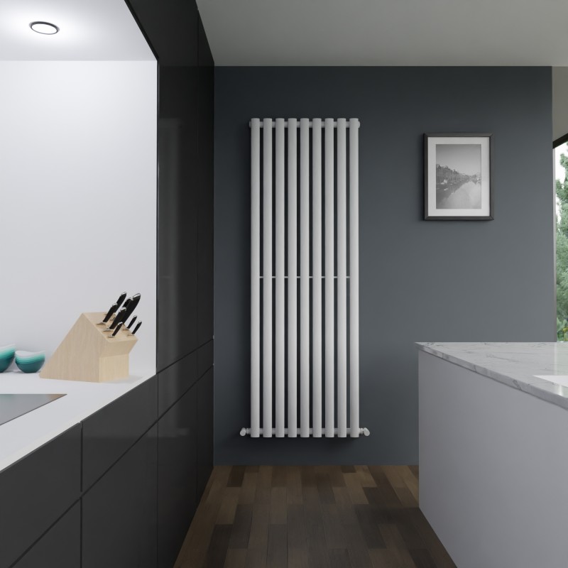 630mm (w) x 1800mm (h) Brecon White Oval Tube Vertical Radiator