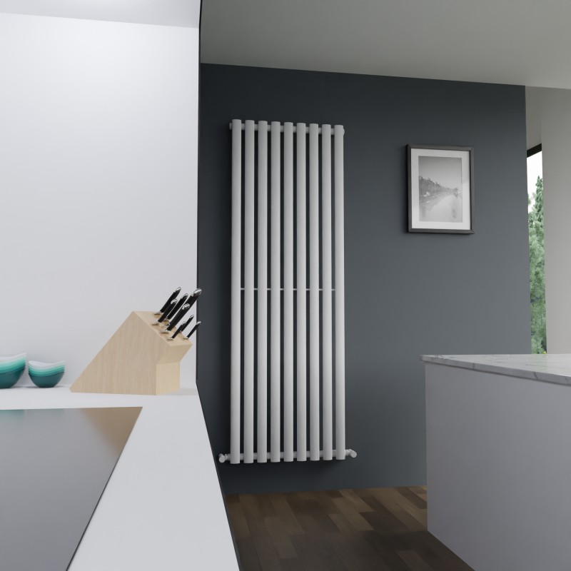 630mm (w) x 1800mm (h) Brecon White Oval Tube Vertical Radiator