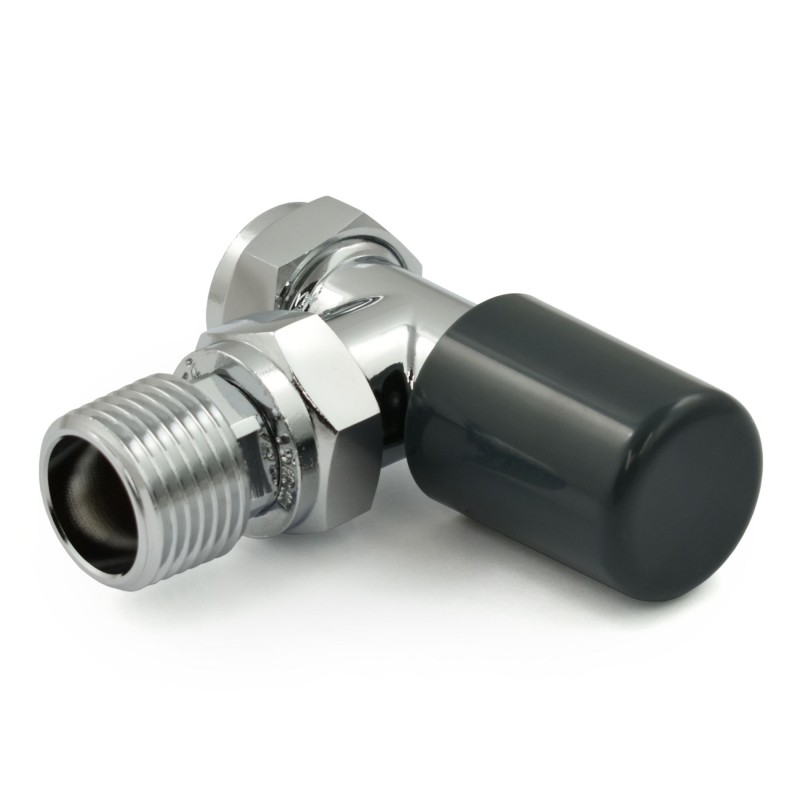 Modern Vee Designer Thermostatic Radiator Valves - Anthracite Angled