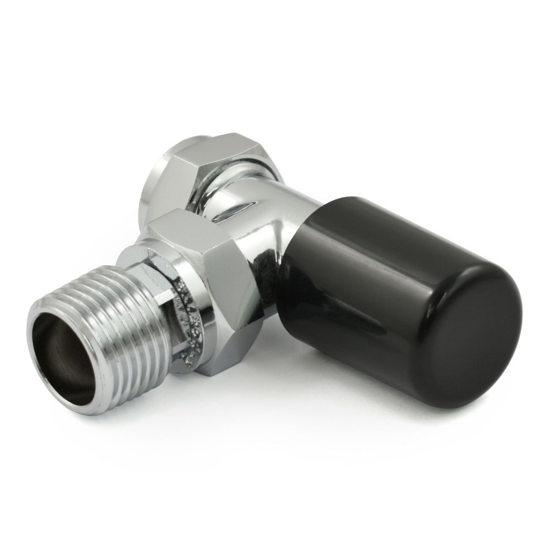 Modern Vee Designer Thermostatic Radiator Valves - Black Angled
