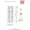 610mm (w) x 1800mm (h) Corwen Mirror Radiator - Technical Drawing