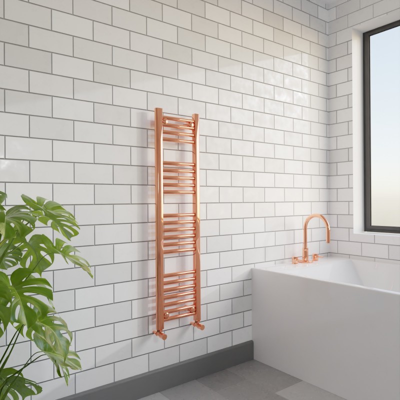 300mm (w)  x 1200mm (h) "Straight Copper" Designer Towel Rail - Insitu