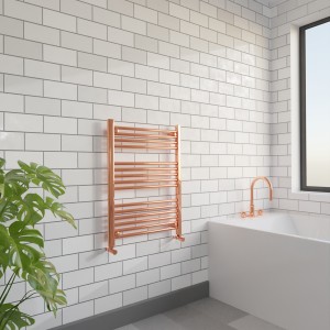 600mm (w)  x 800mm (h) "Straight Lacquered Copper" Designer Towel Rail