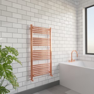 600mm (w)  x 1200mm (h) "Straight Copper" Designer Towel Rail