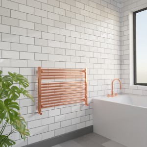 900mm (w)  x 600mm (h) "Straight Copper" Designer Towel Rail
