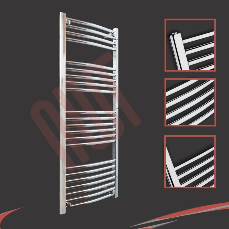 500mm  x 1200mm Curved Chrome Towel Rail