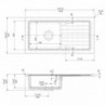 Fireclay Counter Top Sink Single Bowl 1010 x 525mm - Technical Drawing