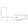 Square Shower Bath with Screen & Front Panel Left Handed Set 1700mm x 705/855mm - Technical Drawing