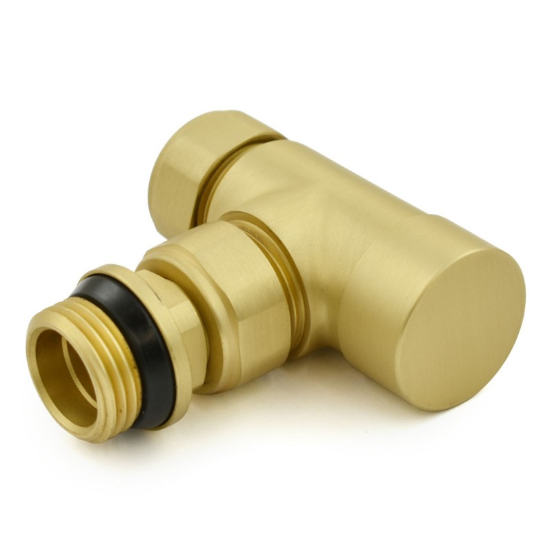 Angled Brushed Brass Modern Waver Thermostatic Radiator Valves