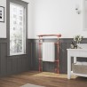 673mm (w) x 963mm (h) "Old Colwyn" Copper & White Traditional Floor Standing Towel Rail Radiator - Insitu