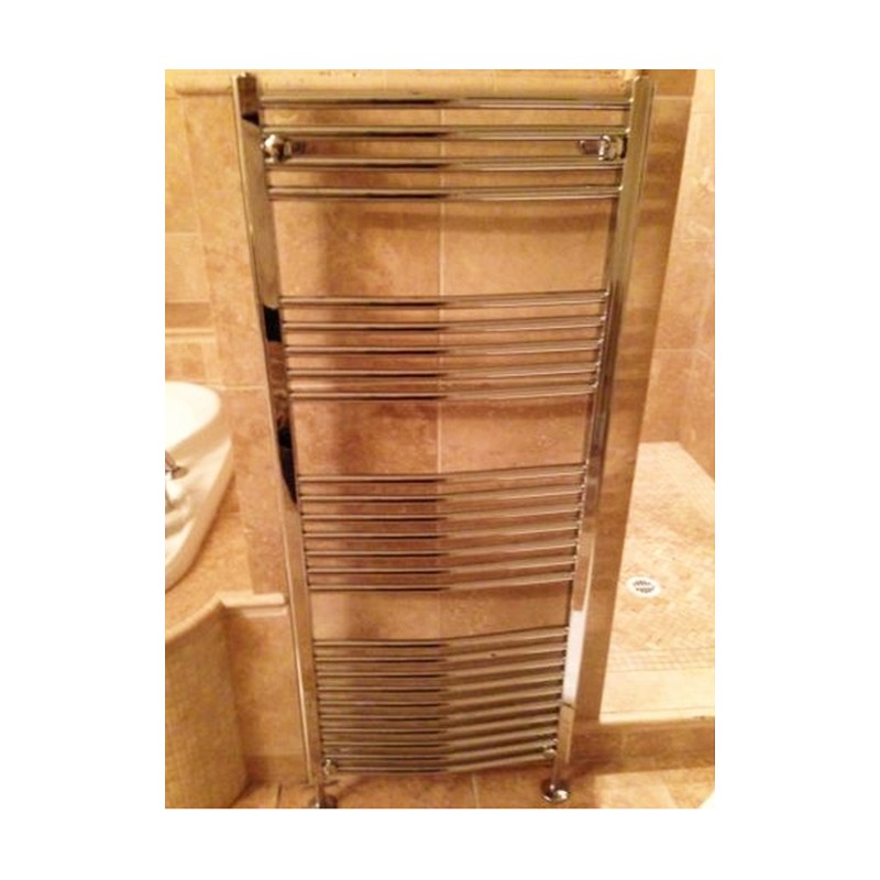 500mm (w)  x 1400mm (h) Electric Curved Chrome Towel Rail (Single Heat or Thermostatic Option)