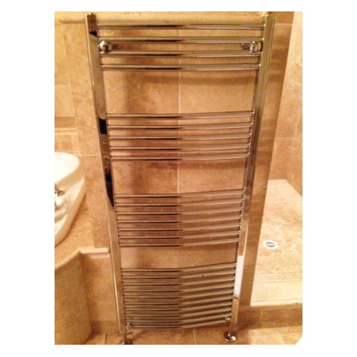 500mm (w)  x 1400mm (h) Electric Curved Chrome Towel Rail (Single Heat or Thermostatic Option)