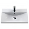 Havana 600mm Wall Hung 2 Drawer Vanity Unit with Thin-Edge Ceramic Basin - Matt Coastal Grey - Insitu