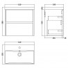 Havana 600mm Wall Hung 2 Drawer Vanity Unit with Thin-Edge Ceramic Basin - Matt Coastal Grey - Technical Drawing