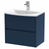 Havana 600mm Wall Hung 2 Drawer Unit With Curved Ceramic Basin - Midnight Blue