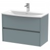 Havana 800mm Wall Hung 2 Drawer Vanity Unit with Curved Ceramic Basin - Matt Coastal Grey