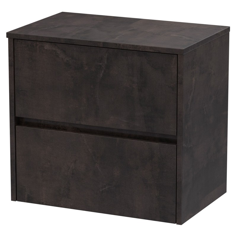 Havana 600mm Wall Hung 2 Drawer Vanity Unit with Worktop - Metallic Slate