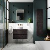 Havana 600mm Wall Hung 2 Drawer Vanity Unit with Worktop - Metallic Slate - Insitu