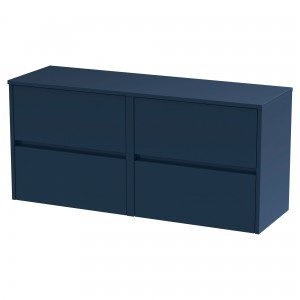 Havana 1200mm Wall Hung 4 Drawer Unit With Worktop - Midnight Blue