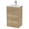 Juno Autumn Oak 500mm Freestanding 2 Door Vanity With Minimalist Ceramic Basin