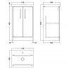 Juno 500mm Floor Standing 2 Door Vanity Unit with Mid-Edge Ceramic Basin - Metallic Slate - Technical Drawing