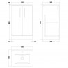 Juno 500mm Floor Standing 2 Door Vanity Unit with Minimalist Ceramic Basin - Metallic Slate - Technical Drawing