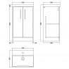 Juno 500mm Floor Standing 2 Door Vanity Unit with Thin-Edge Ceramic Basin - Metallic Slate - Technical Drawing