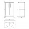 Juno 500mm Floor Standing 2 Door Vanity Unit with Curved Ceramic Basin - Metallic Slate - Technical Drawing
