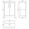 Juno Graphite Grey 600mm Freestanding 2 Door Vanity With Mid-Edge Ceramic Basin - Technical Drawing