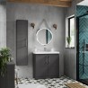Juno Graphite Grey 600mm Freestanding 2 Door Vanity With Minimalist Ceramic Basin - Insitu