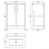 Juno Graphite Grey 600mm Freestanding 2 Door Vanity With Minimalist Ceramic Basin - Technical Drawing