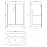 Juno 600mm Floor Standing 2 Door Vanity Unit with Curved Ceramic Basin - Metallic Slate - Technical Drawing