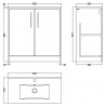 Juno Graphite Grey 800mm Freestanding 2 Door Vanity With Minimalist Ceramic Basin - Technical Drawing