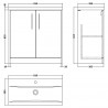 Juno 800mm Floor Standing 2 Door Vanity Unit with Mid-Edge Ceramic Basin - Metallic Slate - Technical Drawing