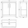 Juno 800mm Floor Standing 2 Door Vanity Unit with Thin-Edge Basin - Metallic Slate - Technical Drawing
