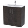 Juno 800mm Floor Standing 2 Door Vanity Unit with Curved Ceramic Basin - Metallic Slate