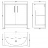 Juno 800mm Floor Standing 2 Door Vanity Unit with Curved Ceramic Basin - Metallic Slate - Technical Drawing