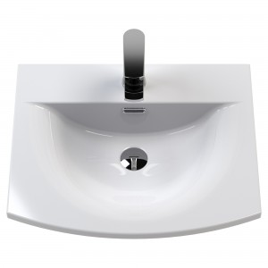 Juno 500mm Wall Hung 2 Door Vanity With Curved Ceramic Basin - Coastal Grey