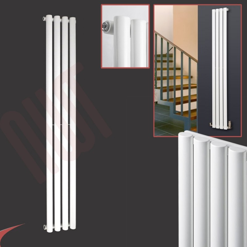 280mm (w) x 1800mm (h) Brecon White Oval Tube Vertical Radiator