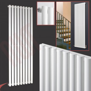 630mm (w) x 1800mm (h) Brecon White Oval Tube Vertical Radiator