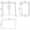 Juno Graphite Grey 600mm Wall Hung 2 Door Vanity With Worktop - Technical Drawing