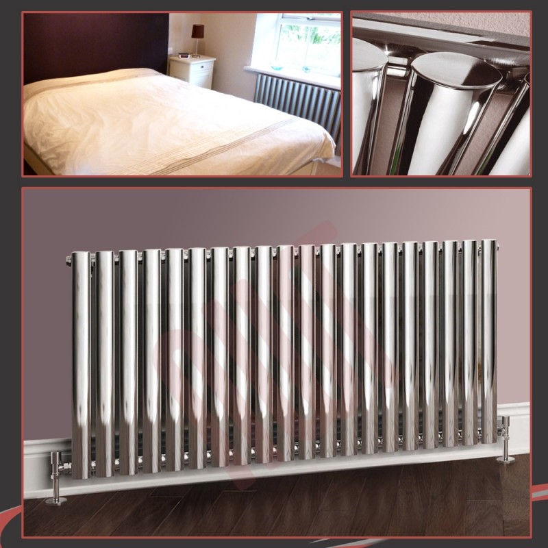 1380mm (w) x 500mm (h) Brecon Chrome Oval Tube Horizontal Radiator